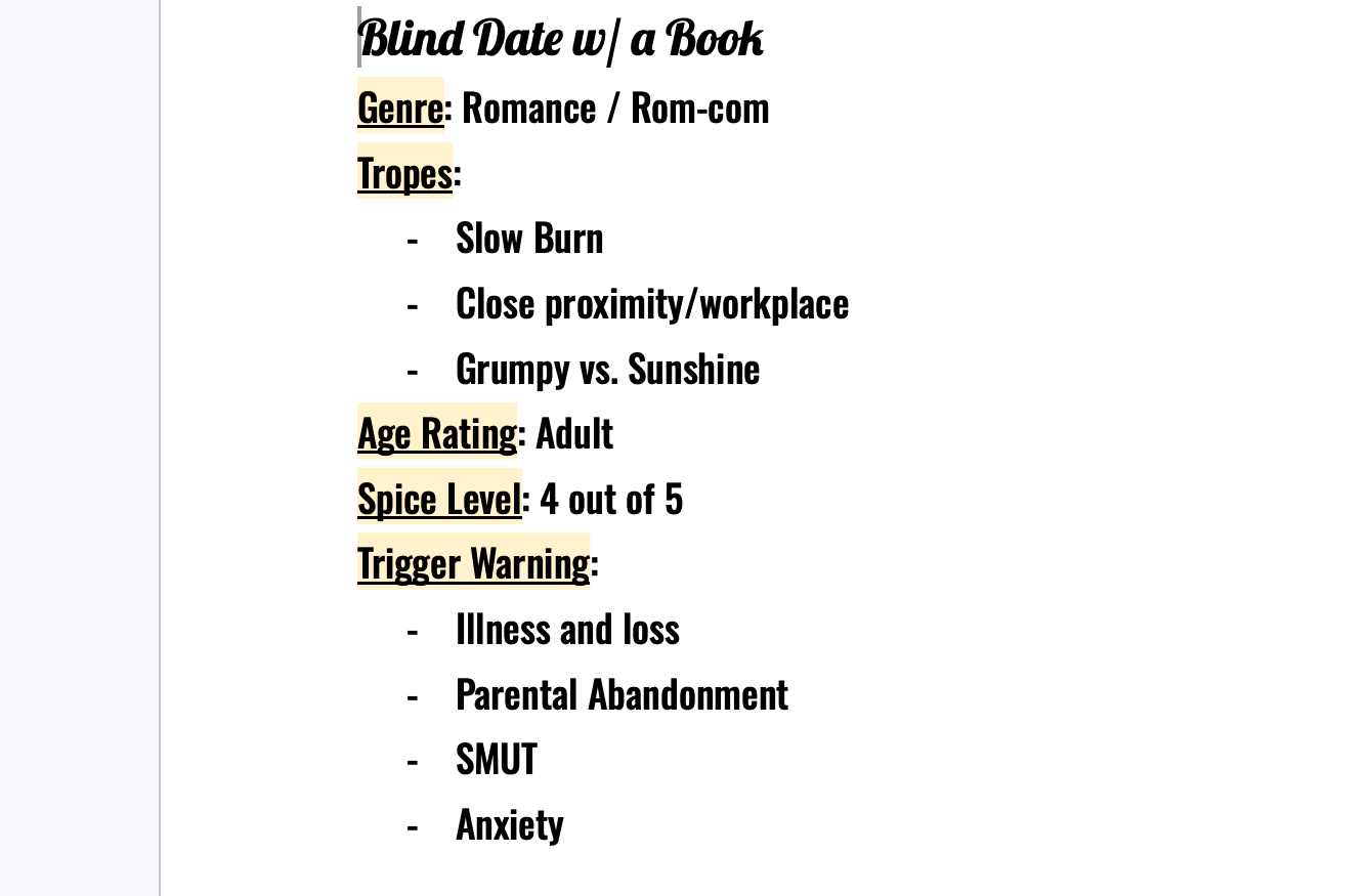 Blind date with a Book - Rom-Com