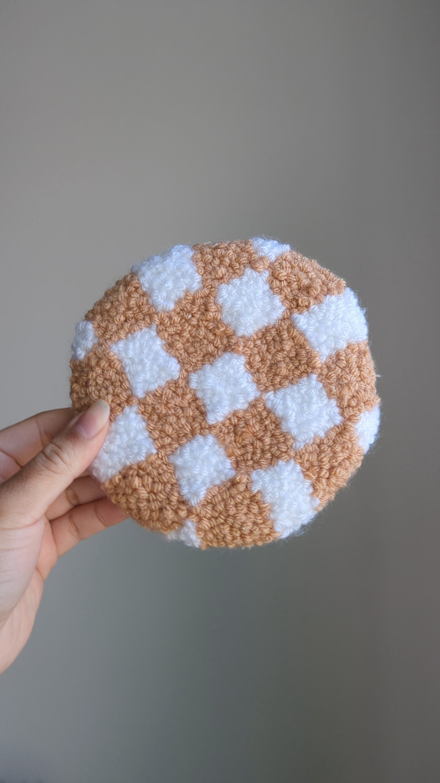 Brown Checkered - Punch Needle Coaster