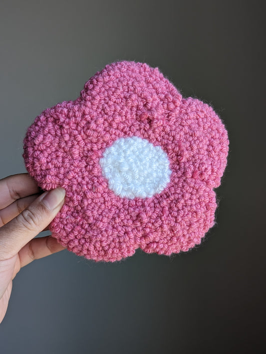 Pink Flower - Punch Needle Coaster