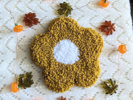Yellow Flower - Punch needle Coaster