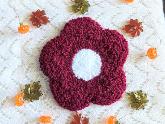 Red Flower - Punch Needle Coaster