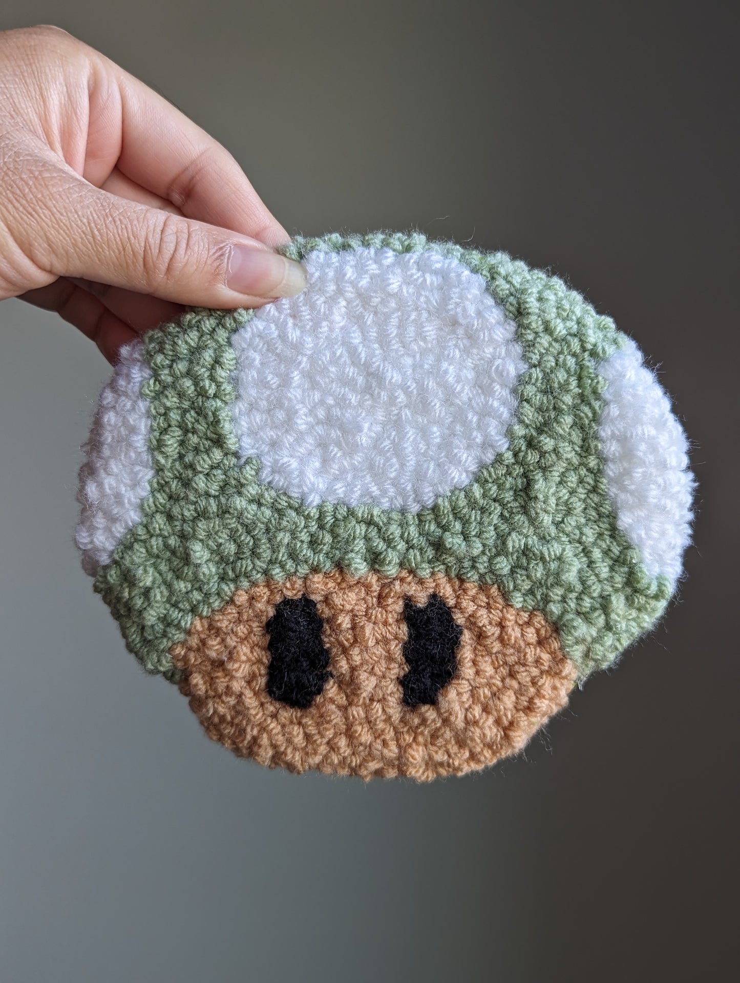 Sage Mushroom - Punch Needle Coaster