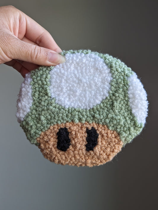 Sage Mushroom - Punch Needle Coaster