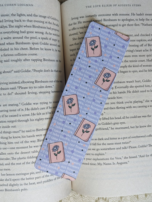 Books not flowers - bookmark